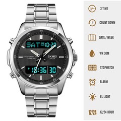 SKMEI Dual Analogue Digital Watch Stainless Steel Date CHRONO Sport Men Watches