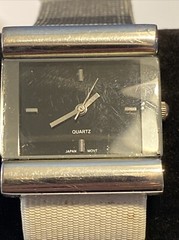Unbranded Quartz Watch White And Gray Band Black Face New Battery