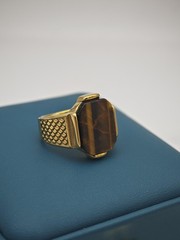 Men High Quality Vintage Stainless Steel Ring Gemstone Fashion Statement Jewelry