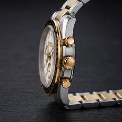 COSO Torvex Chronograph Watch White Dial Gold Sub-dials Two-Tone Bracelet