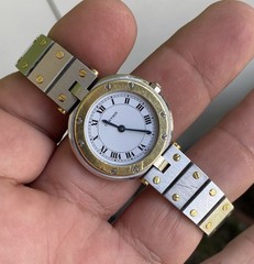 Cartier Santos Vendome Ronde Gold & Steel Quartz Ladies Watch working condition