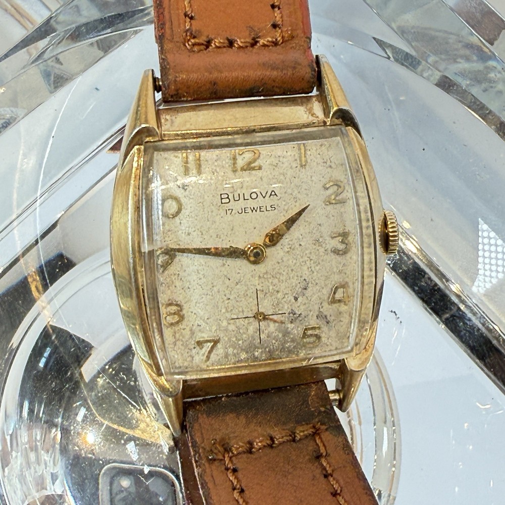 Vintage Bulova Watch Mechanical 17 Jewels 11 AF Swiss Deco Style Wind Up Runs