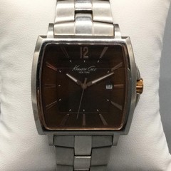 Kenneth Cole Men Watch 38mm Brown Dial Silver Tone KC3955 Date New Battery 8.75″