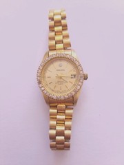 Gruen Precision Quartz Ladies Wrist Watch 5.5” wristwatch Gold Tone 287-808.114