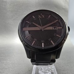 Armani Exchange Watch Men 46mm Black Dial Black Tone Date Round New Battery AB
