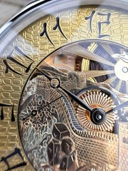 Skeleton Watch Hand Engraved & Vintage Swiss Pocket Watch Movement China, 48mm