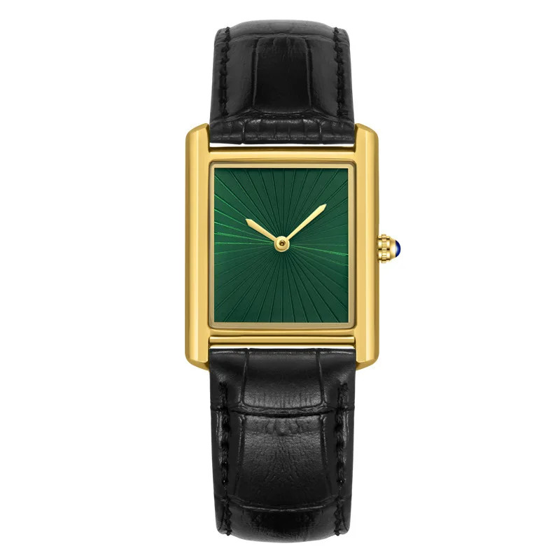 Classic Tank Square Quartz Watch Leather Strap Waterproof Classic Dress Watch