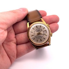 Gruen Precision Stainless Steel Gold-Toned Manual Alarm Men’s Watch 35mm