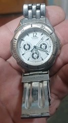 Guess Watch Men Waterpro Silver Stainless Steel 50m 165 Feet White Face Quartz