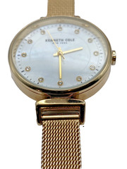 Kenneth Cole New York 30mm M of Pearl dial Gold Tone ladies Watch 10mm mesh Band
