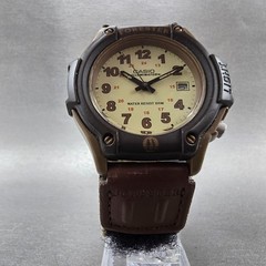 Casio FT-500 Watch Men 42mm Analog Digital Cream Dial Brown Case New Battery SRT
