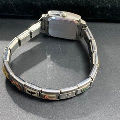 Uberry D’linQ Italian Charm Bracelet Watch Silver Tone Black Dial Vintage Style