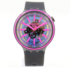 New Swiss Swatch BIG BOLD BLUE TASTE Solar Spectrum Watch 47mm SO27B111 $125