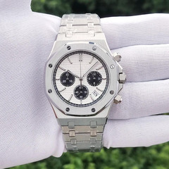 Custom Built Stainless Steel Chronograph Watch Japanese VK63 Type White Dial