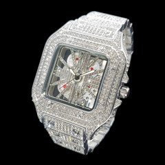 Skeleton Red Dial VVS Iced Out Diamond Designer Watch, Hip Hop Watch, Fashion