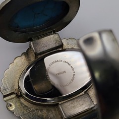 Vintage Diane Gilman Stainless Steel Cuff Watch Simulated Turquoise Hinged