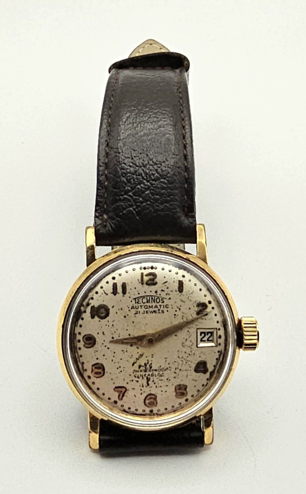 Vintage 50’s Technos 21 Jewel Automatic Men’s Watch ~ Running Great !!