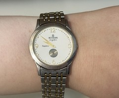 Vintage Swiss Accurate Legato 22k Gold Luxury Sapphire Crystal Men’s Sleek Watch