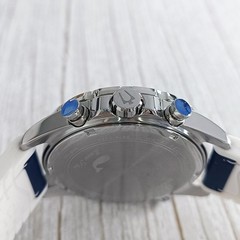 Bulova Marine Star Blue Dial Silicone Leather Men Chronograph 96B287 Watch 43mm