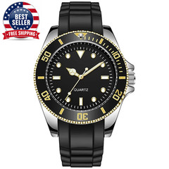 40Mm Quartz Analog Watch with Quartz Movement No Logo Rotating Bezel Rubber Stra