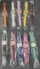 Casual Multi Colors Leather Band Quartz Analog Wrist Watch Women Girls Lot Of 10