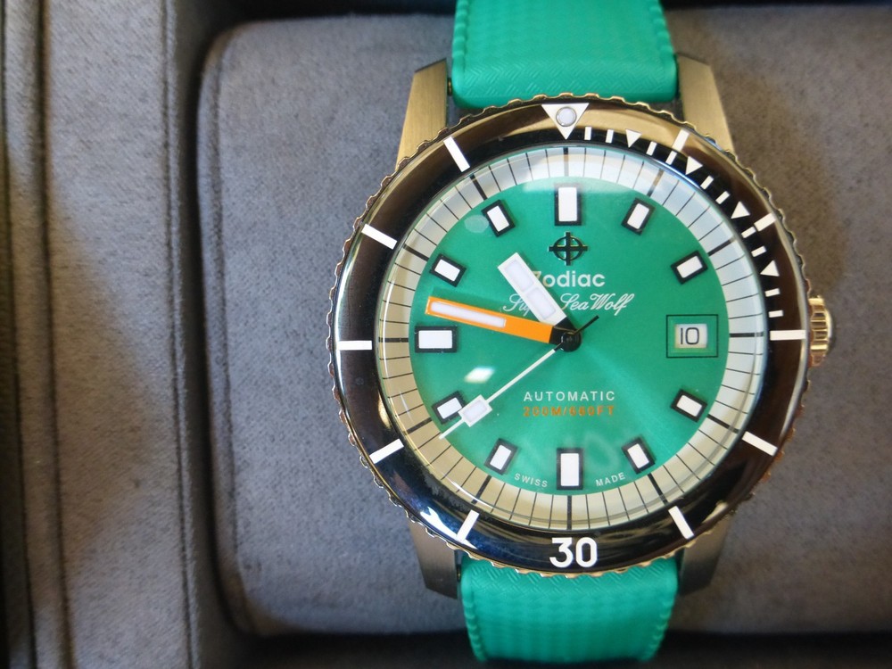 Zodiac Super Sea Wolf Automatic Dive Watch, Green Dial