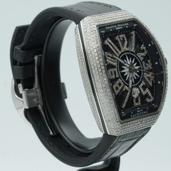 Franck Muller Vanguard Mens Watch V45SCDT 45mm Automatic Black Dial Steel
