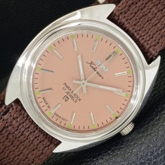HAND-WINDING VINTAGE HMT KOHINOOR INDIAN MENS PINK COLOR DIAL WATCH a440970-1