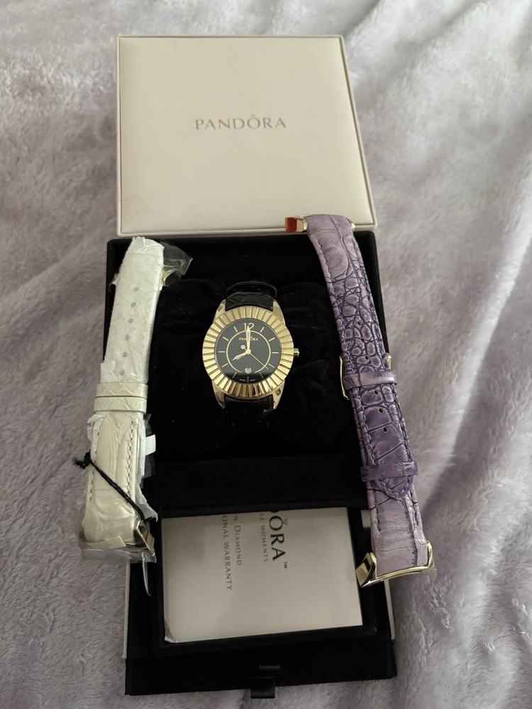 Pandora Imagine Grand Watch 812013BK New With 2 New Bands And Box