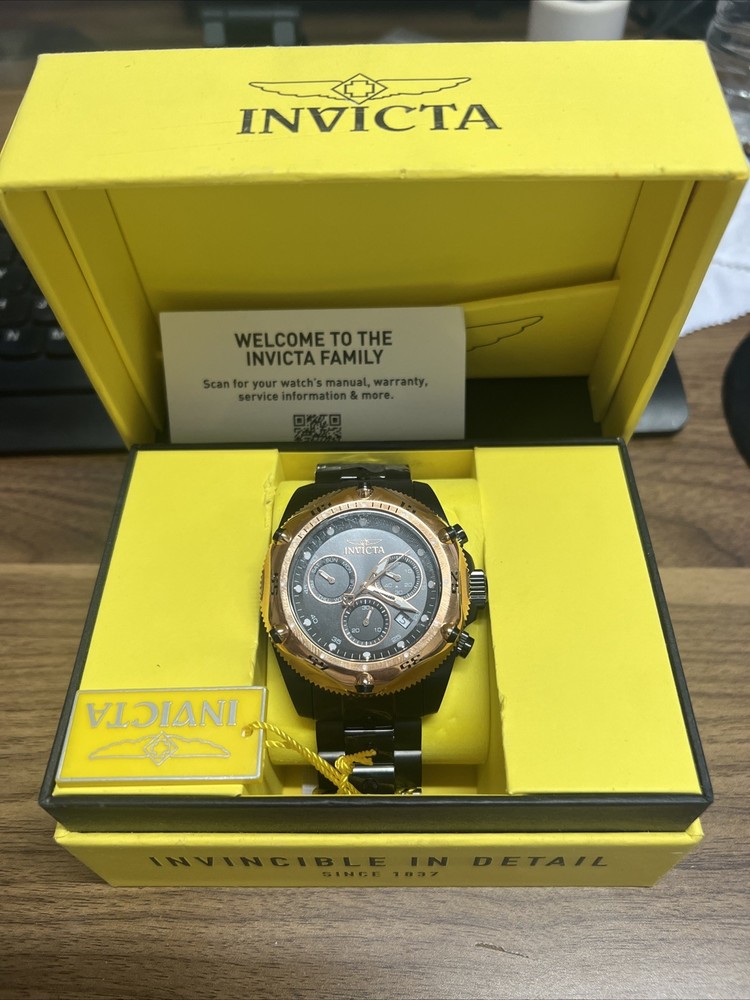 Invicta Men’s Watch 31613 Pro Diver Quartz Black Steel Rose Gold Bezel 51mm NWT