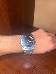 Men’s Stainless Steel Quartz Wrist Watch Black Dial Day Date Analog Silver Tone