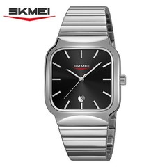 SKMEI Men Square Watch Steel Business Male Watch Date Week Display Wristwatch