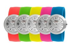 TKO Women Fashion Metal Slap Watch, Hypoallergenic Silicone Slip-On Bracelet