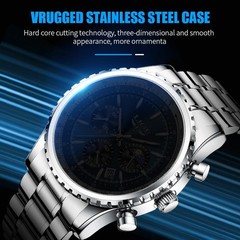 Luxury Men Watch Quartz Date Moonphase Luminous 3ATM Waterproof Man Wristwatch