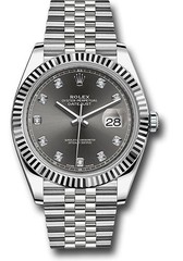 ROLEX 126334 DATEJUST 41 Dark Rhodium Diamond Dial on Jubilee Bracelet Full Set+