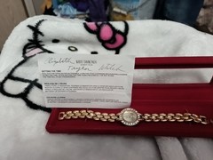 Elizabeth Taylor White Diamonds Quartz Diamond Accent Gold Bracelet Watch
