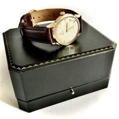 Collectible 1940s 14K Gold Omega Deville Trésor With Buffalo Calf Leather Strap