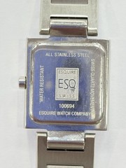 Movado ESQUIRE ESQ Quartz Watch Women 23mm Square Black Dial New Battery