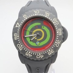 NOS GeBO 46mm Plastic Rubber Steel Spiral Multicolor Dial Unisex Quartz Watch