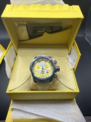 Invicta Men’s 29220 Venom Watch Octopus Yellow Dial White Leather Band
