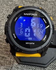 Naviforce NF7104 Digital Sport Watch Black Case Yellow Silicone Strap Never worn