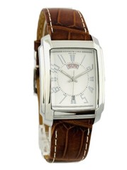 Kenneth Cole KC1326W Men’s Brown Croco Leather Strap Day Date Display Watch