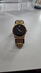 Movado Museum Men’s Quartz Watch Black Dial 40mm Gold Steel Bracelet 3 ATM Box