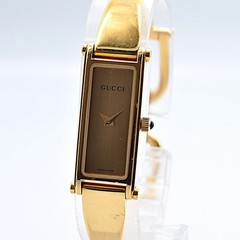 GUCCI 1500L Bangle Quartz Analog Square Gold Women Watch w-1333