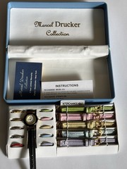Vintage Marcel Drucker Interchangeable Watch Set Box Papers Works New Battery