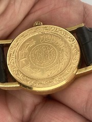 CORUM 35mm $5 Coin 1882 18k Gold Saudi Arabic writing with Diamonds Quartz
