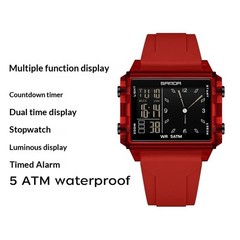 SANDA Unisex Square Large-dial Sports Watch With Waterproof Electronic Display