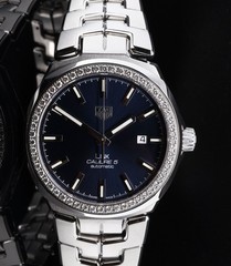 Auth Tag Heuer Link Calibre 5 Automatic 200m Steel Diamond Bezel Watch WBC 2113