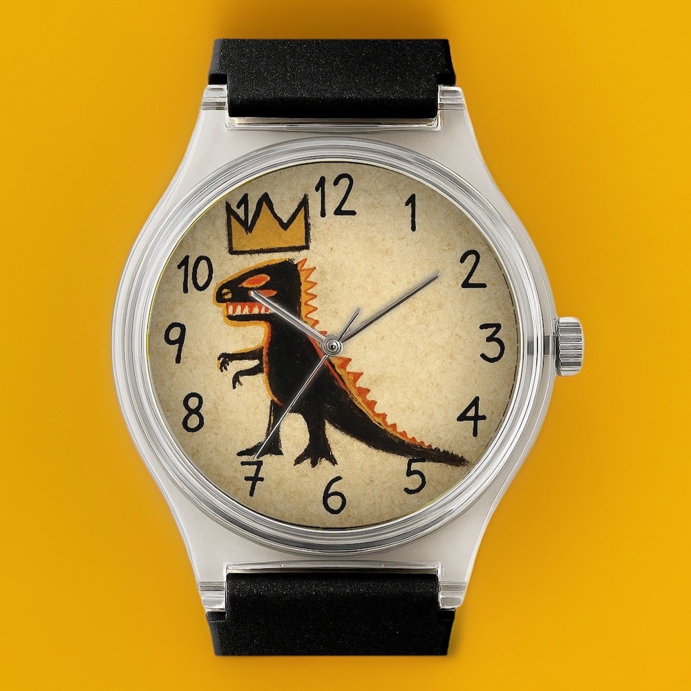BASQUIAT KING Crown Dinosaur MET NYC Pop Art Wrist Watch Wristwatch