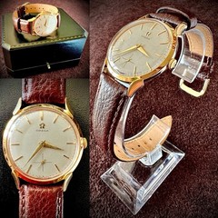 Collectible 1940s 14K Gold Omega Deville Trésor With Buffalo Calf Leather Strap
